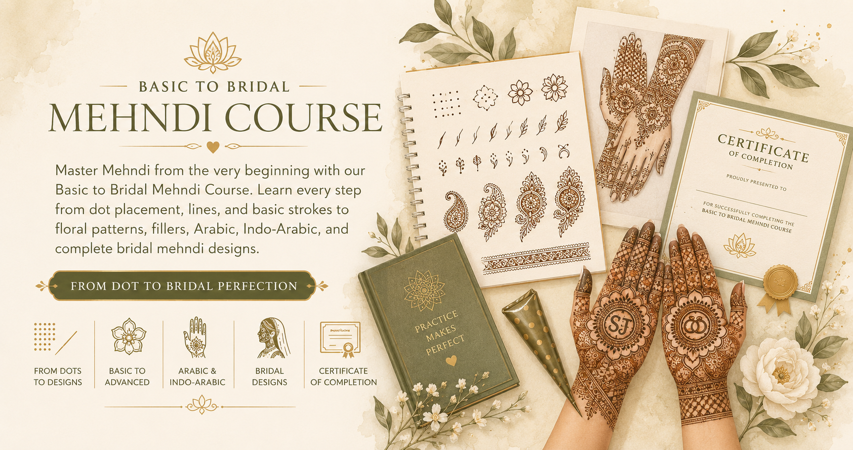 Basic to Bridal design mehndi course