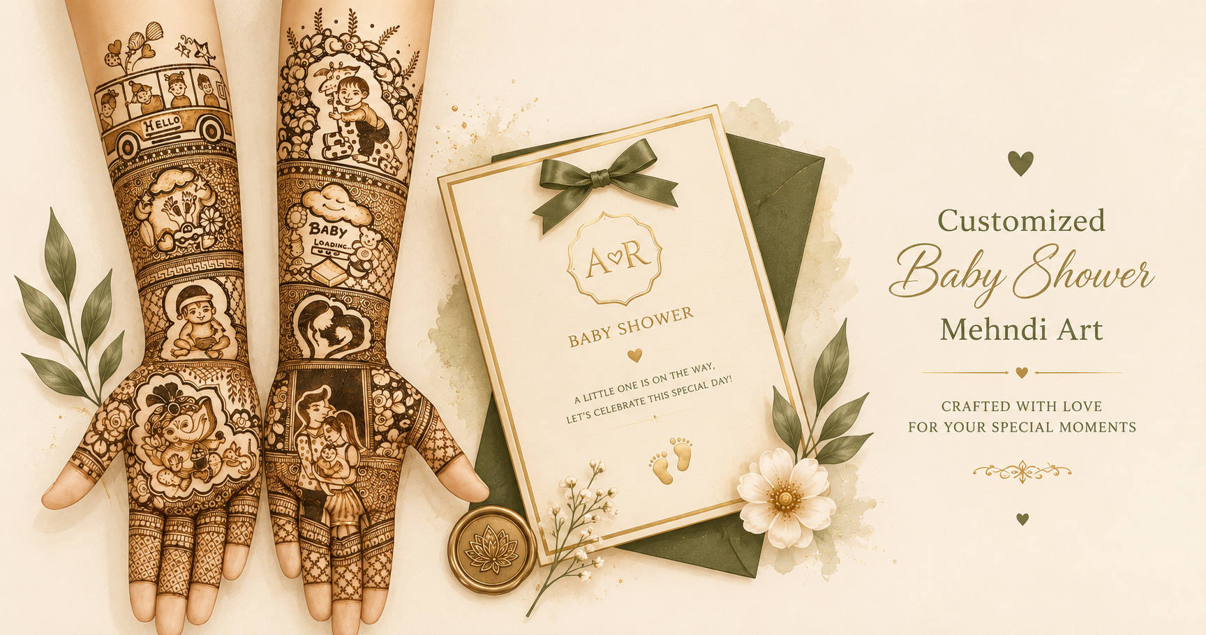 customized babshower mehndi design-chennai marudhani vizhigal